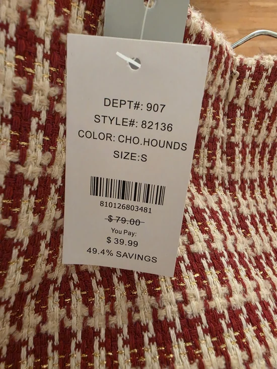 WD.NY Red and Cream Houndstooth Mini Skirt - Picture 5 of 5